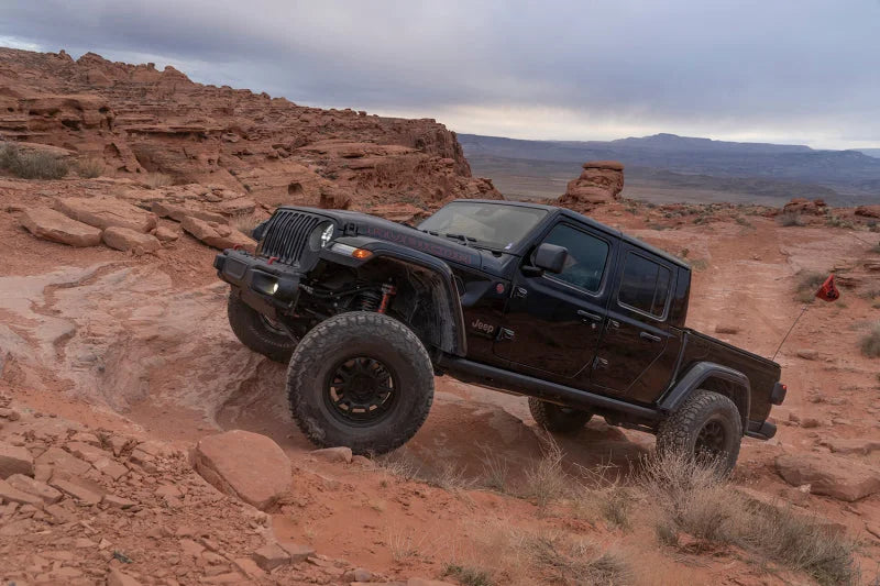 Fox 18-Up Jeep JL / 20-Up Gladiator 2.0 Factory Series Gen2 2.0in. Trvl 10in Ext Front Bump Stop IFP - Installation View
