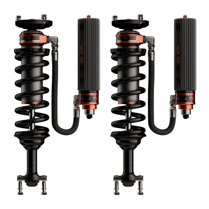 Fox 2024+ Ford F150 Supercrew 3.2 Factory Race Live Valve Front Coilover - 2-2.5in Lift - Side View