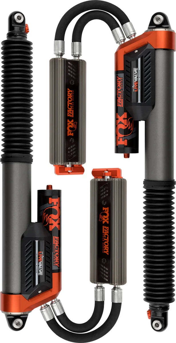 Fox Ford Raptor 3.0 Factory Series 12.3in External QAB P/B External Cooler Shock Set - Side View