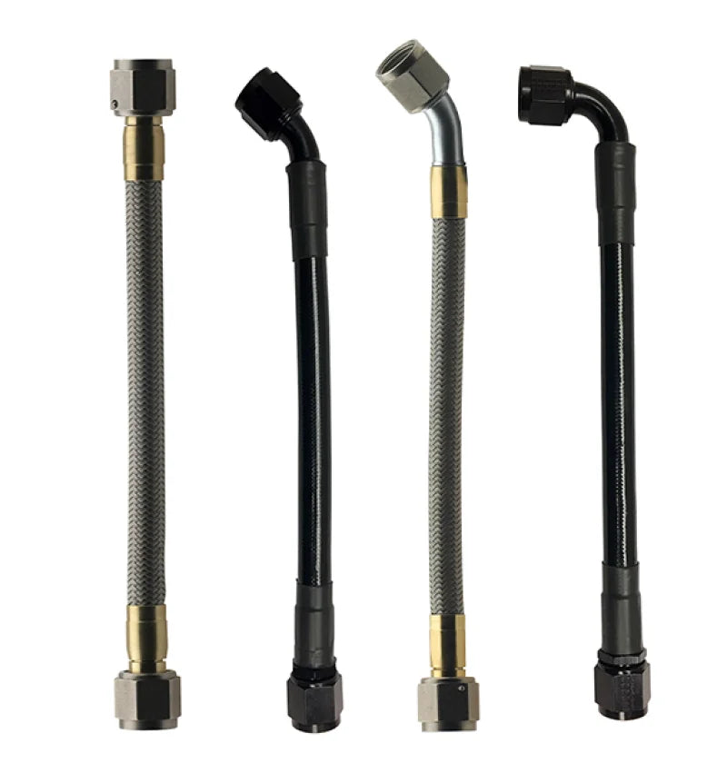 Fragola -10AN PTFE Hose Assembly Straight x 90 16in - Side View