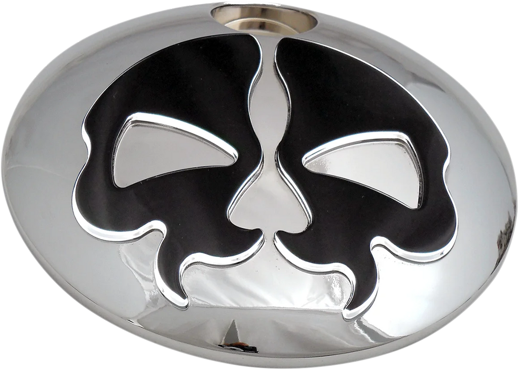 Fuel Door - Split Skull - Black with Chrome DragSpecialties 78051B - Side View