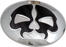 Load image into Gallery viewer, Fuel Door - Split Skull - Black with Chrome DragSpecialties 78051B - Side View