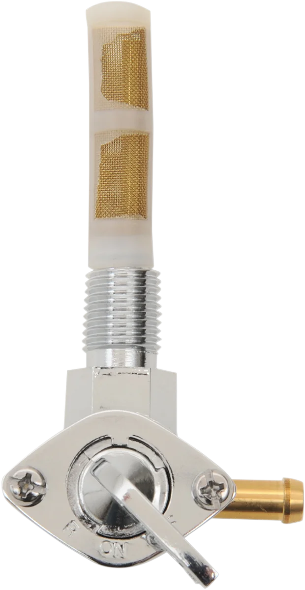 Fuel Petcock - Downward - Chrome - 1/4" NPT DragSpecialties T03-0075 - Side View