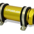 Load image into Gallery viewer, Fuelab 828 In-Line Fuel Filter Long -6AN In/Out 6 Micron Fiberglass - Gold - Main Product View
