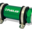 Load image into Gallery viewer, Fuelab 858 In-Line Fuel Filter Long -10AN In/Out 40 Micron Stainless w/Check Valve - Green - Main Product View