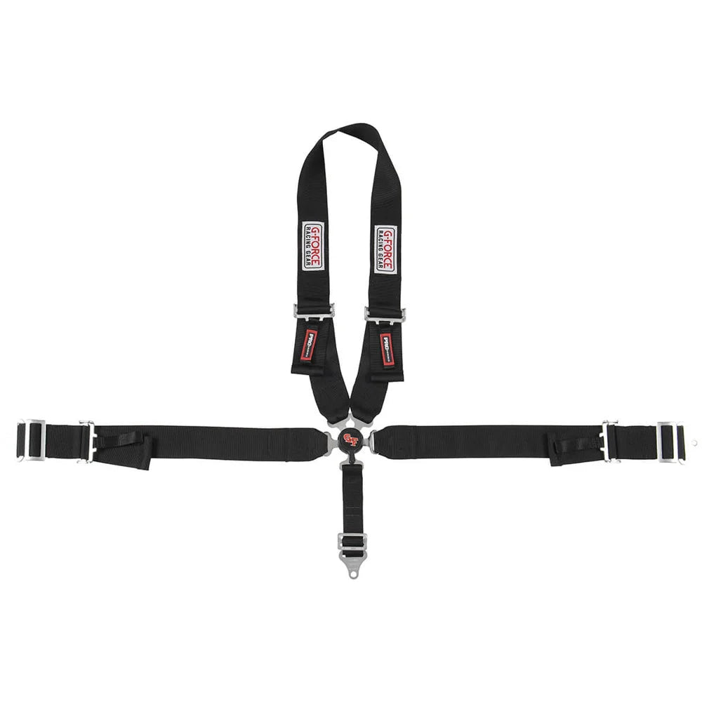 G-FORCE Racing Gear 5pt Harness Camlock Black U Shoulder Pull-Dn