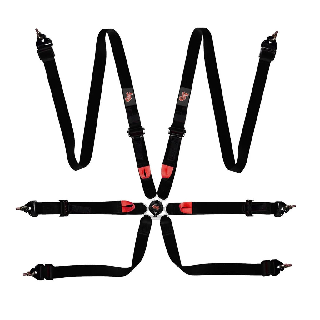 G-FORCE Racing Gear Harness 6-pt Black 2in Indivd. Shlder P/U Lap