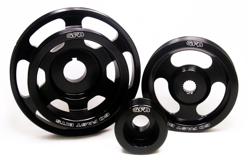 GFB 08+ WRX/STi / 09+ Forester / 03-09 LGT 3 pc Underdrive/Non-Underdrive Pulley Kit - Back View