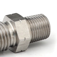 Load image into Gallery viewer, GFB 1/8in BSPT Male to -4AN Male Flare (Stainless Steel) - Side View