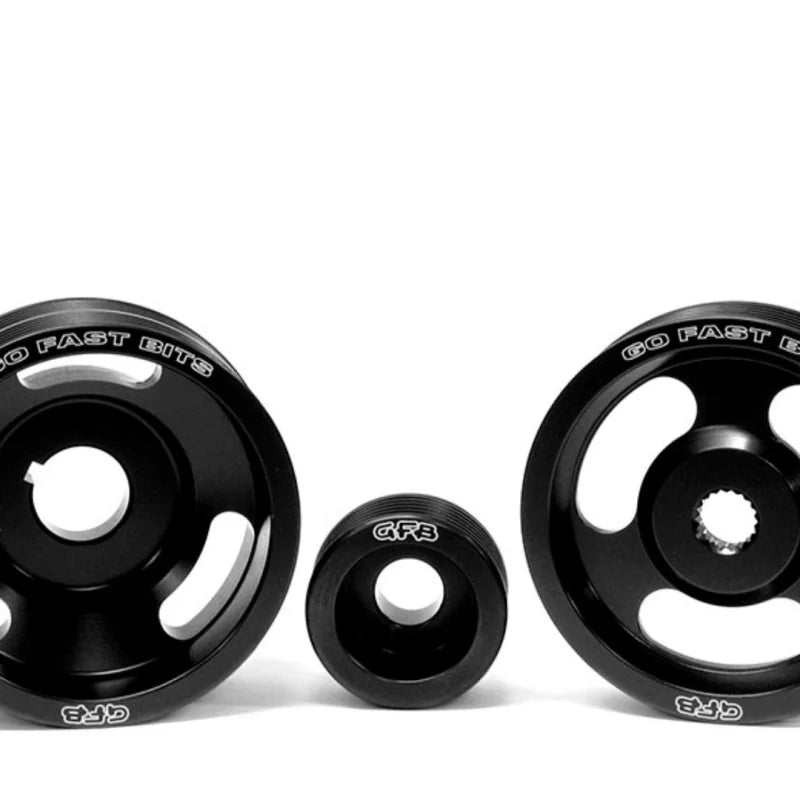GFB 94-98 Subaru WRX Light-Weight Engine Pulley (Crank/Alternator/Power Steering Pulleys/Belts inc) - Installation View