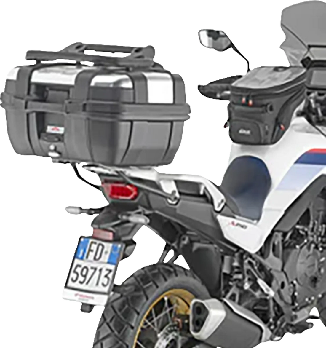 GIVI Specific Rear Rack - SR1201 fits Honda Transalp XL 750 - Side View