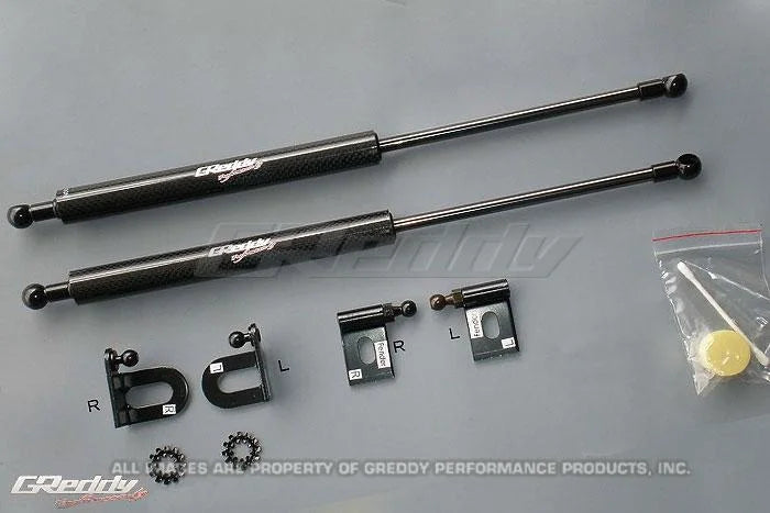 GReddy 08-11 Mitsubishi Evo X CZ4A Engine Hood Lifter Kit (Designed for OEM weight hoods.) - Side View