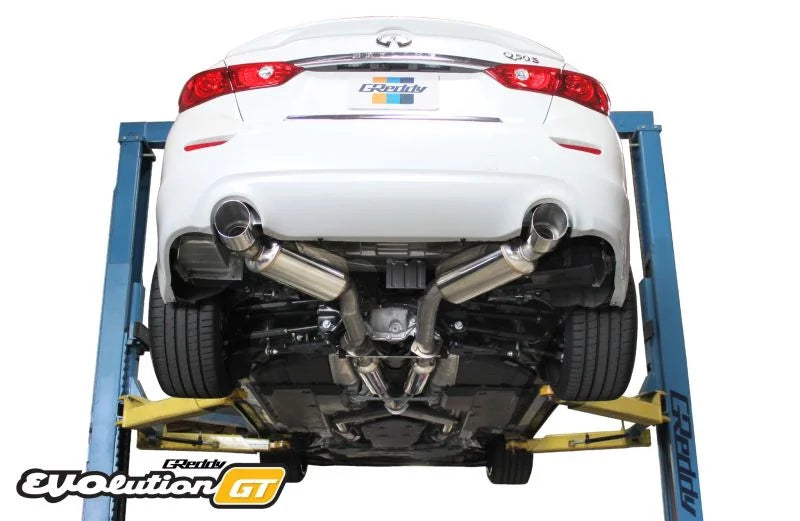 GReddy 16+ Infiniti Q50 Evolution (RWD ONLY) GT Cat-Back Exhaust - Side View
