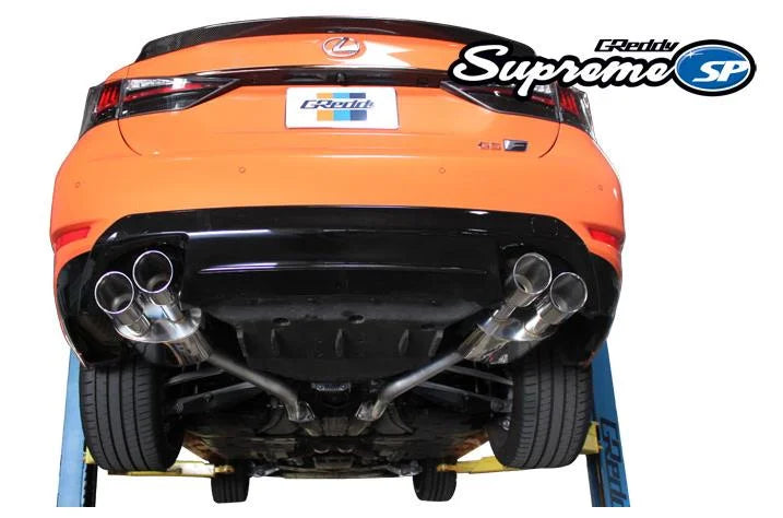 GReddy 2015+ Lexus GS-F Dual 63.5mm Supreme SP Axle-Back Exhaust w/ Quad Offset Tips - Back View