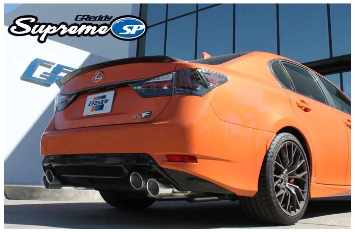 GReddy 2015+ Lexus GS-F Dual 63.5mm Supreme SP Axle-Back Exhaust w/ Quad Offset Tips - Installation View