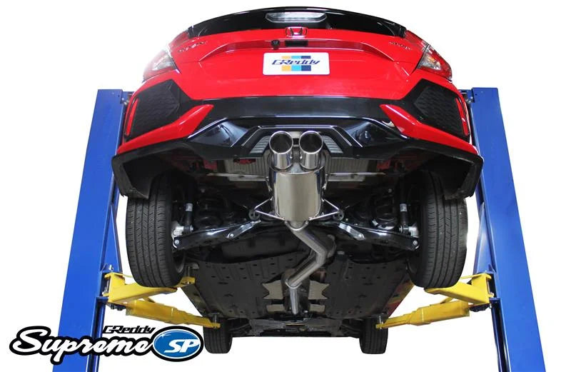 GReddy 76mm Cat-Back Exhaust fits 2017-2020 Honda Civic Sport - Side View