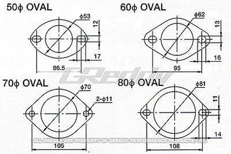 GReddy 80mm Oval Exhaust Gasket - Side View