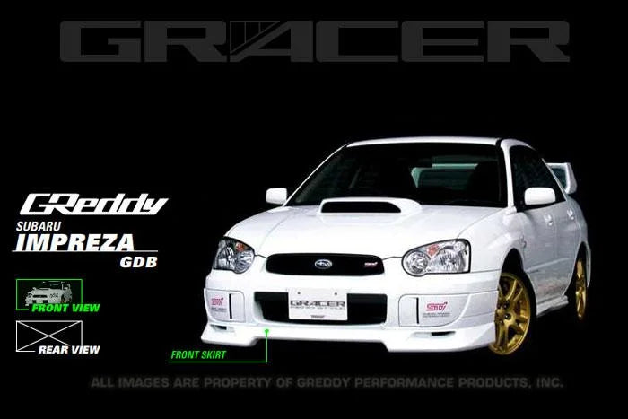 GReddy Fiberglass Front Lip Spoiler fits 2004-2005 Subaru Impreza WRX STI - Side View