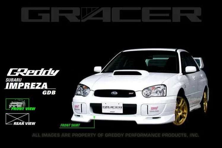 GReddy Fiberglass Front Lip Spoiler fits 2004-2005 Subaru Impreza WRX STI - Side View