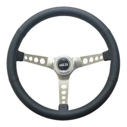 GT Performance Steering Wheel Retro Leather Stainless Spokes 35-5445
