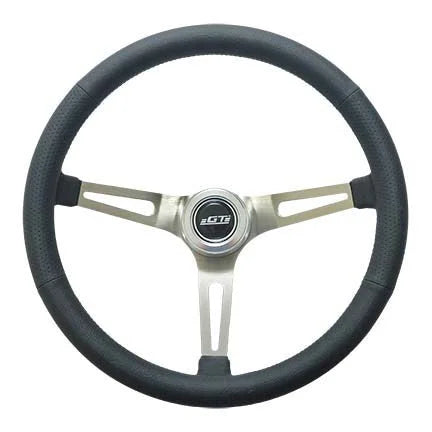 GT Performance Steering Wheel Retro Leather Stainless Spokes 36-5445