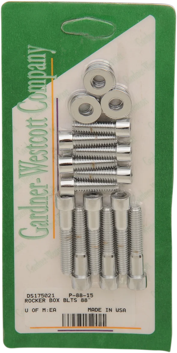 Gardner-Westcott Bolt Kit - Rocker Box - Socket-Head - Chrome - Twin Cam P-88-15 - Side View