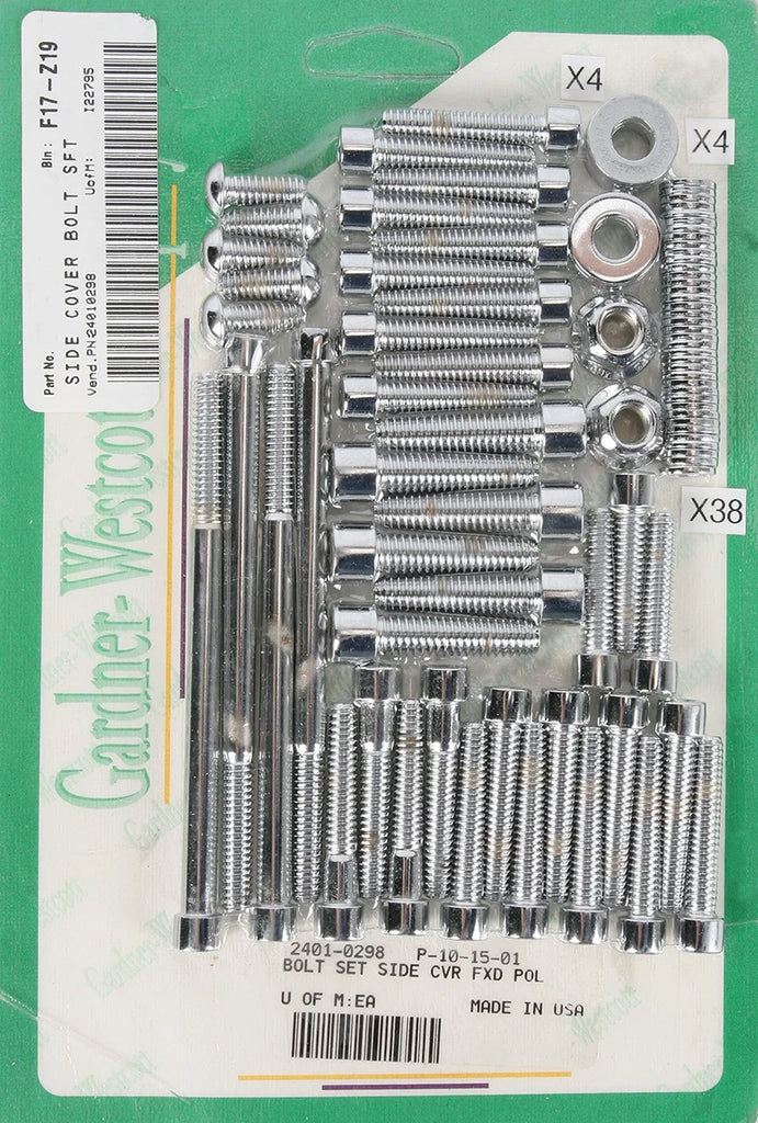 Gardner-Westcott Bolt Kit - Side Cover - Socket-Head - Chrome P-10-15-01 - Side View