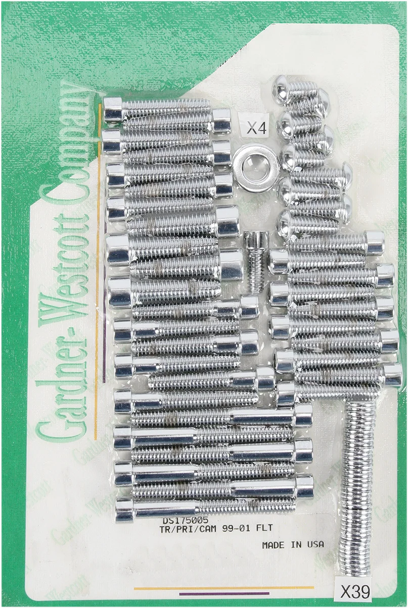Gardner-Westcott Bolt Kit - Side Cover - Socket-Head - Chrome P-10-17-01 - Side View