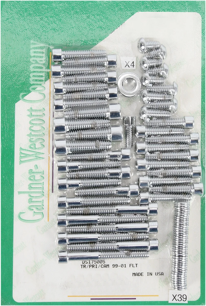 Gardner-Westcott Bolt Kit - Side Cover - Socket-Head - Chrome P-10-17-01 - Side View