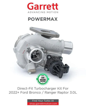 Garrett 2021+ Ford Bronco 2.7L GT1752S PowerMax Turbocharger Kit - Main Product View