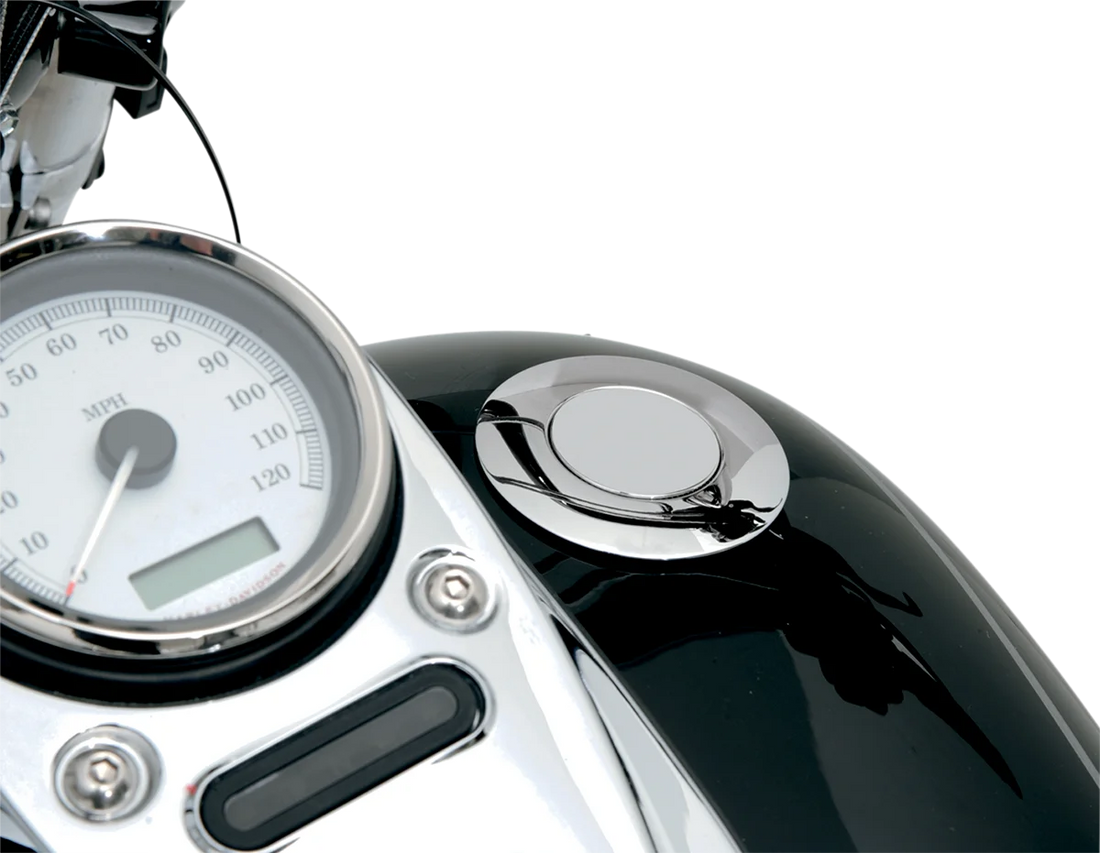 Gas Cap - Large - Vented - Pop-Up - Chrome DragSpecialties T03-0336-A - Side View