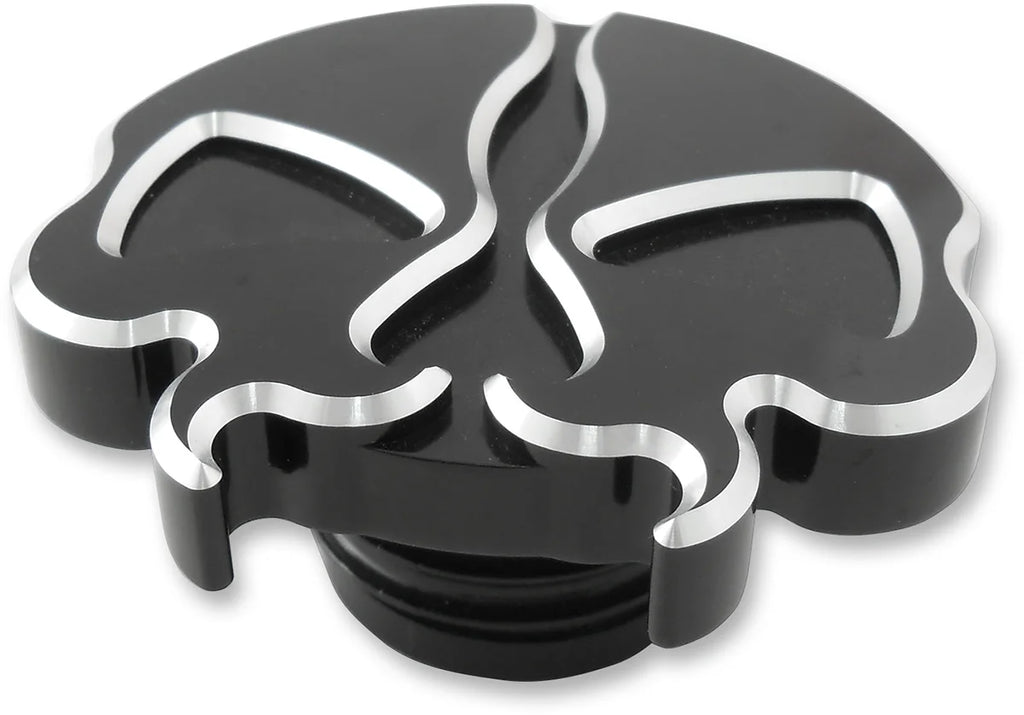 Gas Cap - Non-Vented - Split Skull - Black DragSpecialties 78049B - Main Product View
