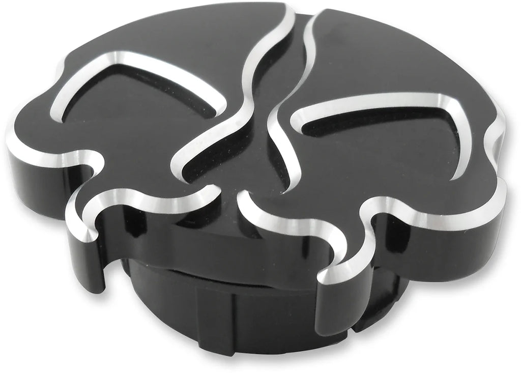 Gas Cap - Non-Vented - Split Skull - Black DragSpecialties 78049B - Side View