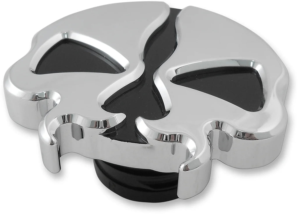 Gas Cap - Non-Vented - Split Skull - Chrome DragSpecialties 78049 - Main Product View