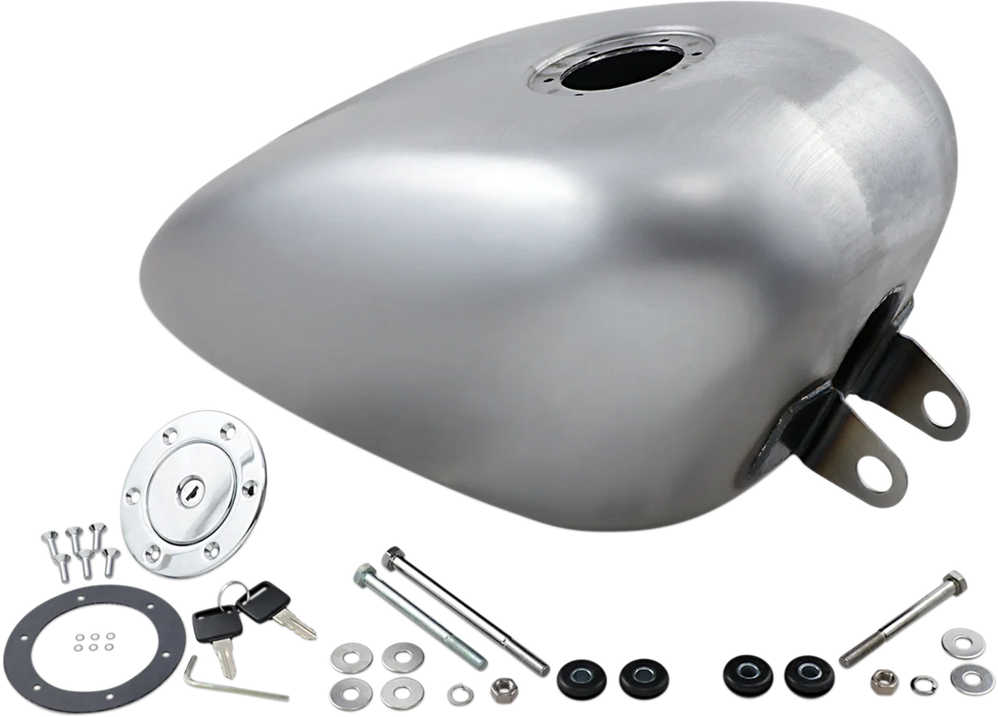 Gas Tank with Chrome Aero-Style Gas Cap - 3.3 Gallons - Sportster DragSpecialties 011743-BX39 - Side View
