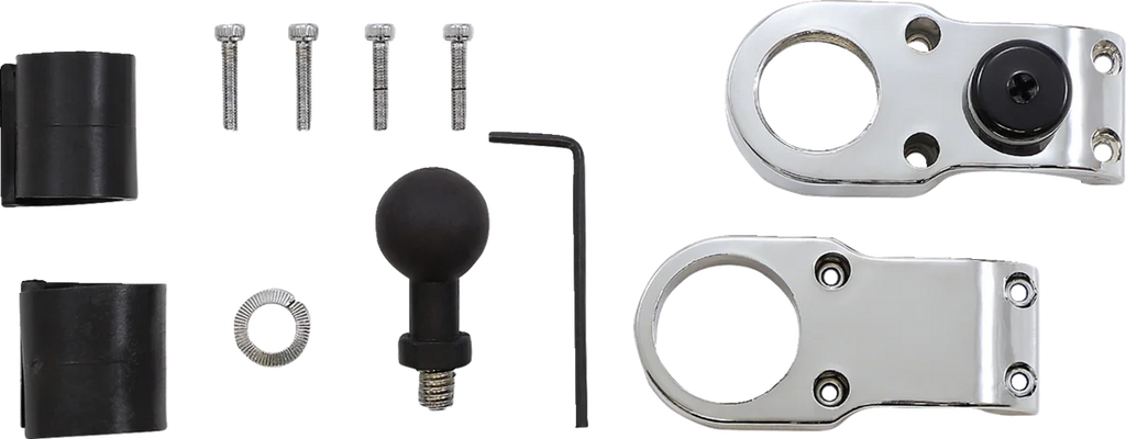 Gears Dual USB Charger - 1" Ball Mount - Chrome - Side View