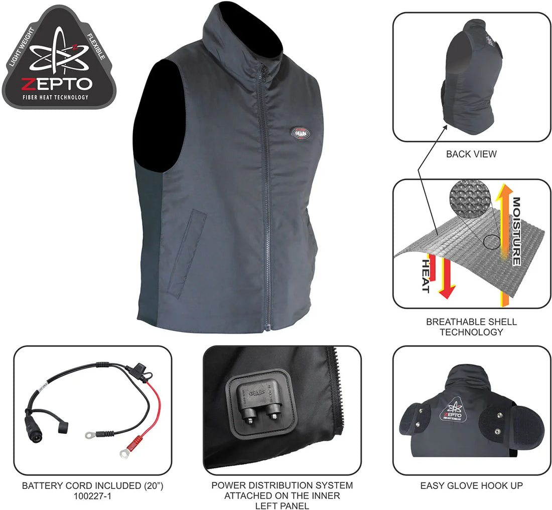 Gears Gen X-4 Heated Vest Liner - Black - Large - Back View