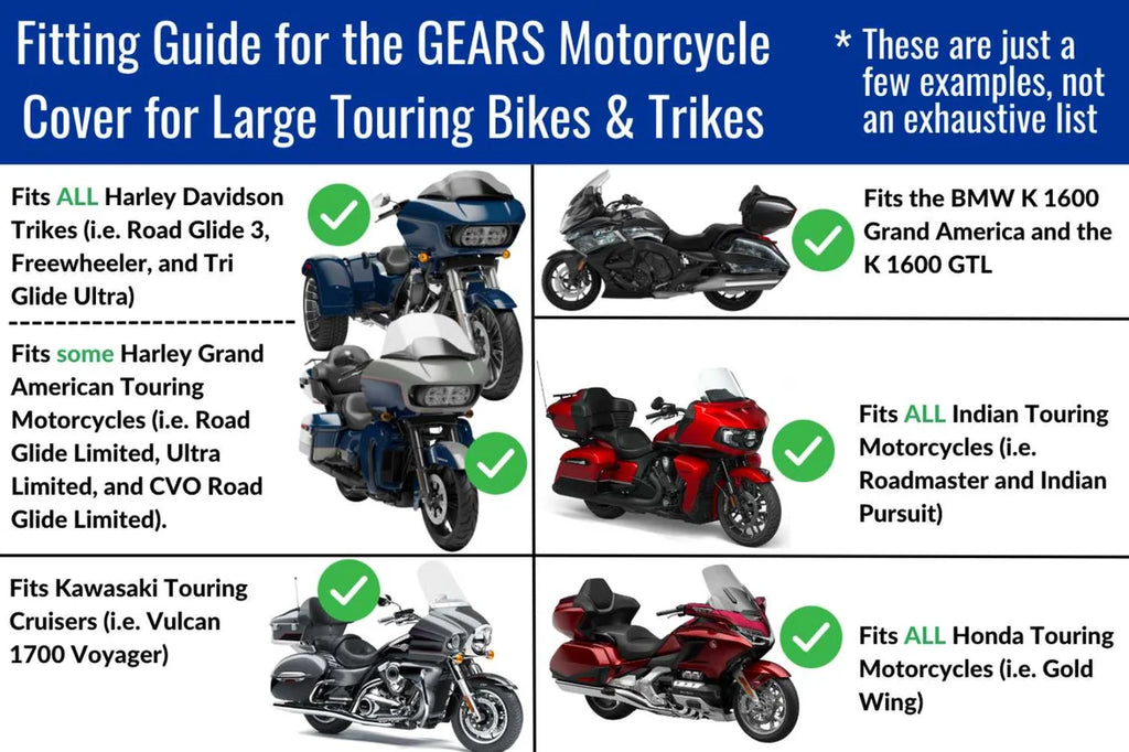 Gears Motorcycle Cover - Touring/Trike with Luggage - Side View