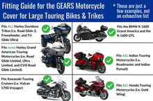 Load image into Gallery viewer, Gears Motorcycle Cover - Touring/Trike with Luggage - Side View