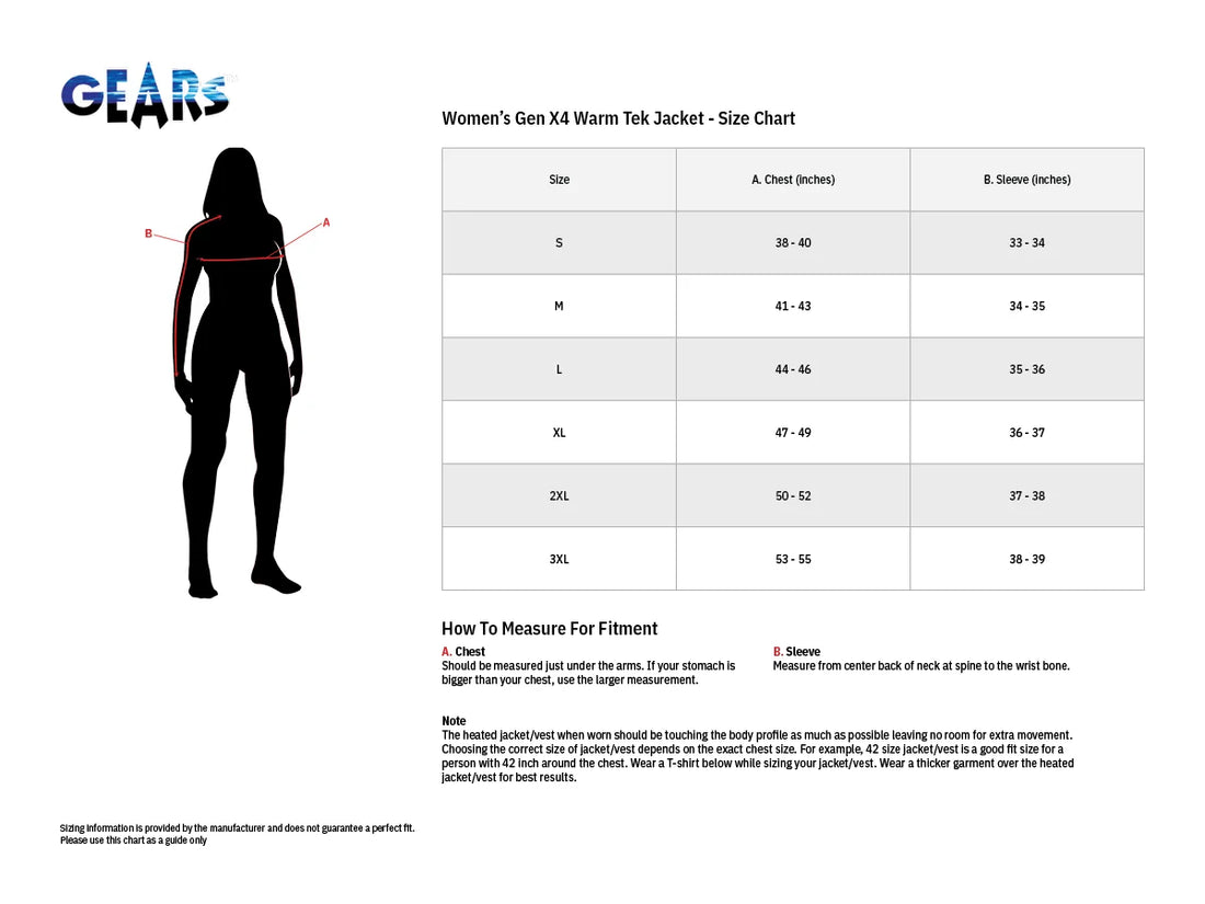 Gears Women's Gen X-4 Heated Jacket Liner - Black - Medium - Installation View