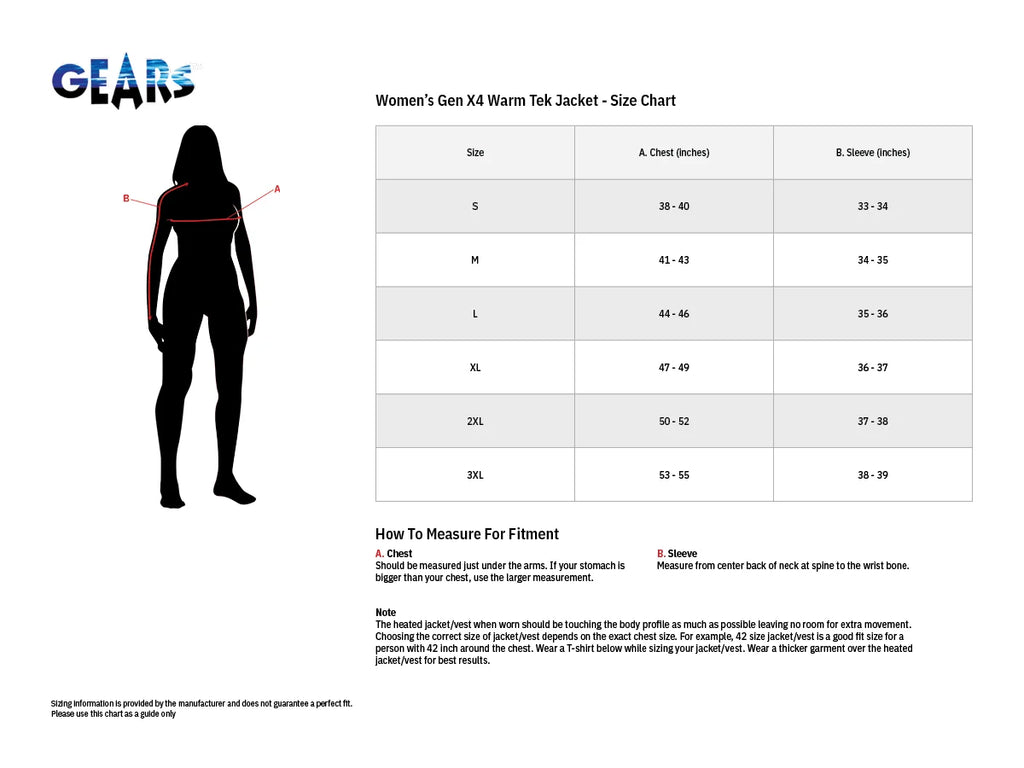 Gears Women's Gen X-4 Heated Jacket Liner - Black - Medium - Installation View