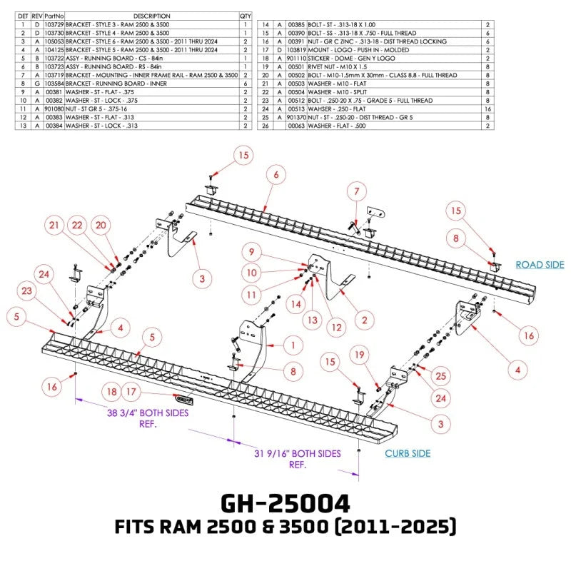 Gen-Y 11-24 RAM 2500/3500 Crew Cab Running Boards - Installation View