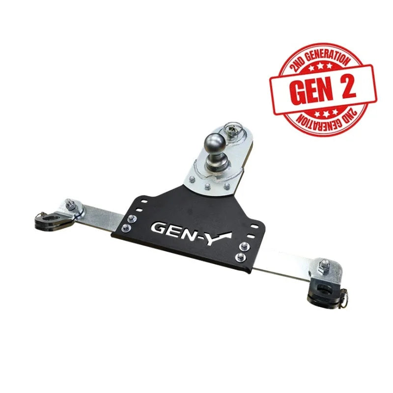Gen-Y 18-19 GM Short/Long Bed GoosePuck II 5in Offset Ball Puck Mount 25K TW w/Safety Chain Anchors - Back View