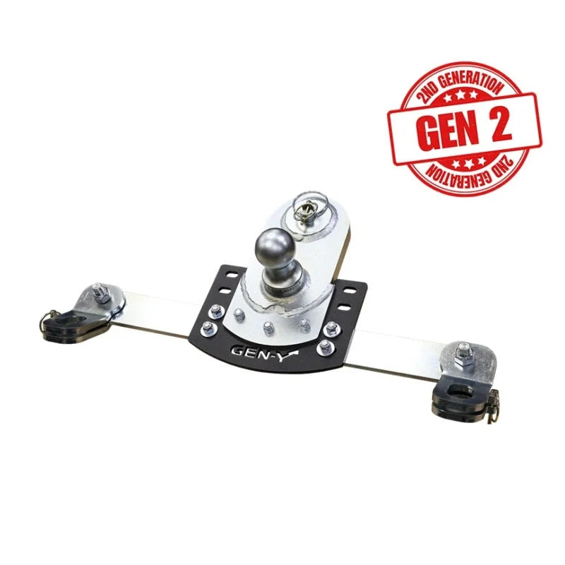 Gen-Y 20-24 GM Short/Long Bed GoosePuck II 5in Offset Ball Puck Mount 25K TW w/Safety Chain Anchors - Back View