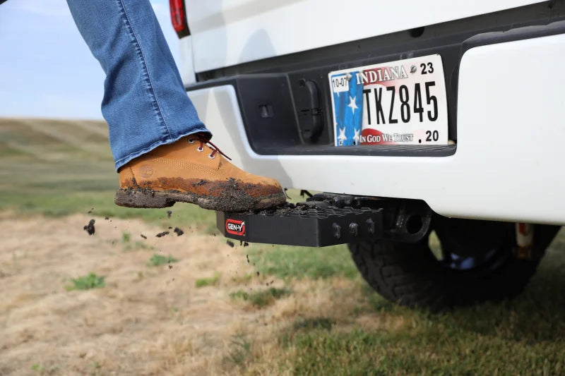 Gen-Y 2.5in Shank 3/4in Pin Holes Only Compatible w/32K Mega-Duty 500lb Capacity Serrated Hitch Step - Side View