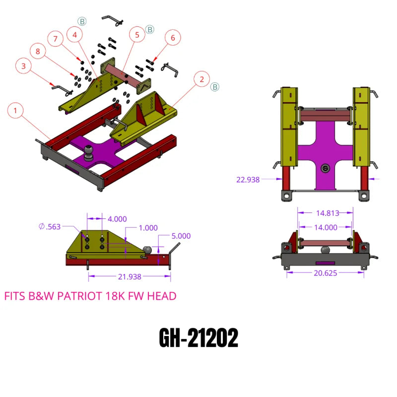 Gen-Y Advantage 5th Wheel Gooseneck Combo Hitch 25K Towing (B&amp;W Patriot 5th Wheel Head) - Back View