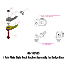 Load image into Gallery viewer, Gen-Y Dodge Plate Style Puck Safety Chain Anchor Assembly - Pair - Main Product View