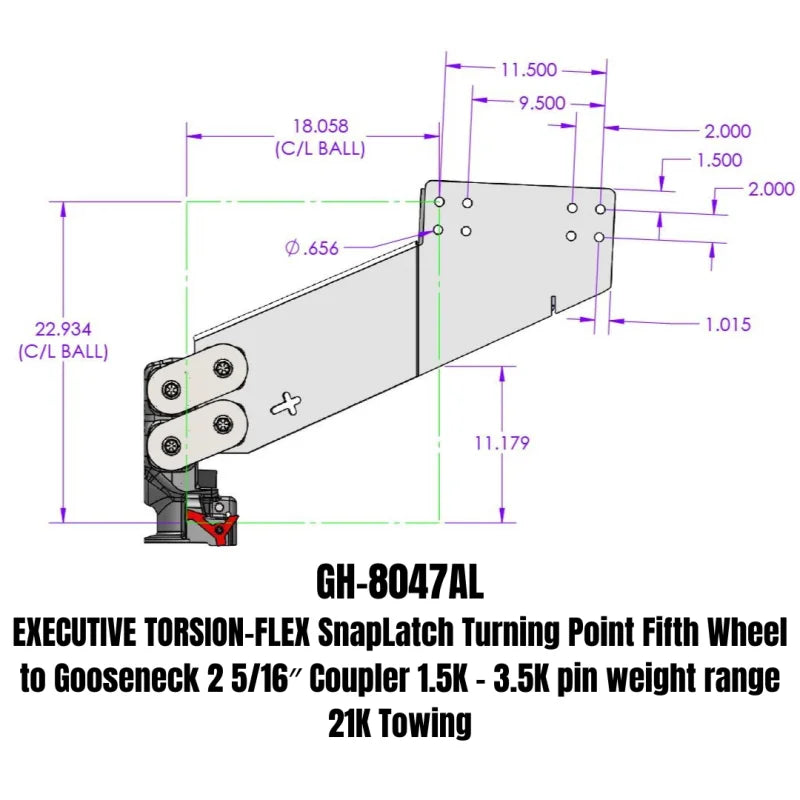 Gen-Y Executive Torsion-Flex Turning Point 5th Wheel to Gooseneck 2-5/16in Coupler (1.5K-3.5K PW) - Additional View 6