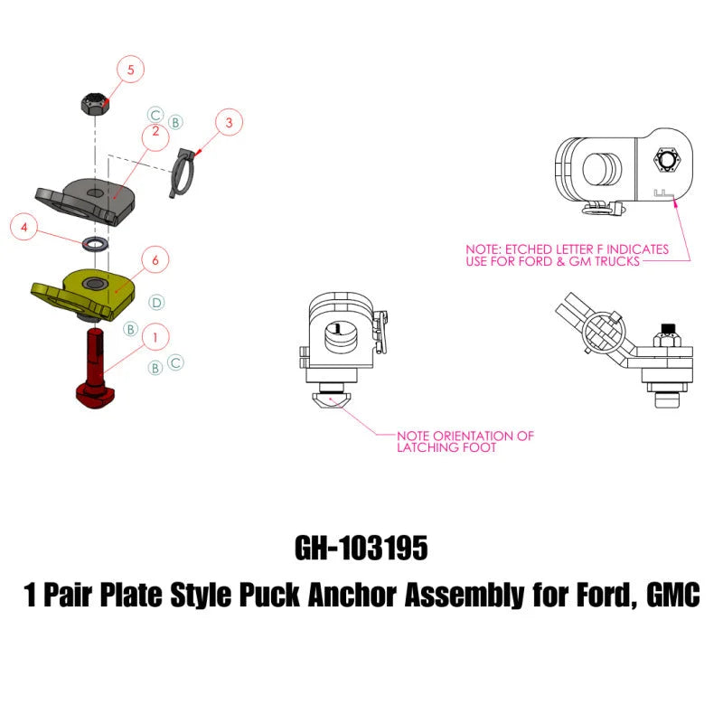 Gen-Y Ford/GMC Plate Style Puck Safety Chain Anchor Assembly - Pair - Main Product View