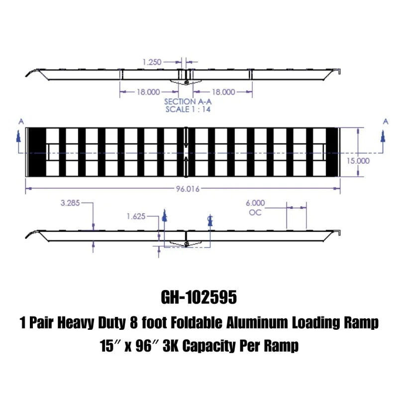 Gen-Y Heavy-Duty 8ft Aluminum Foldable Loading Ramps 15in x 96in 3K Capacity Per Ramp - Pair - Installation View
